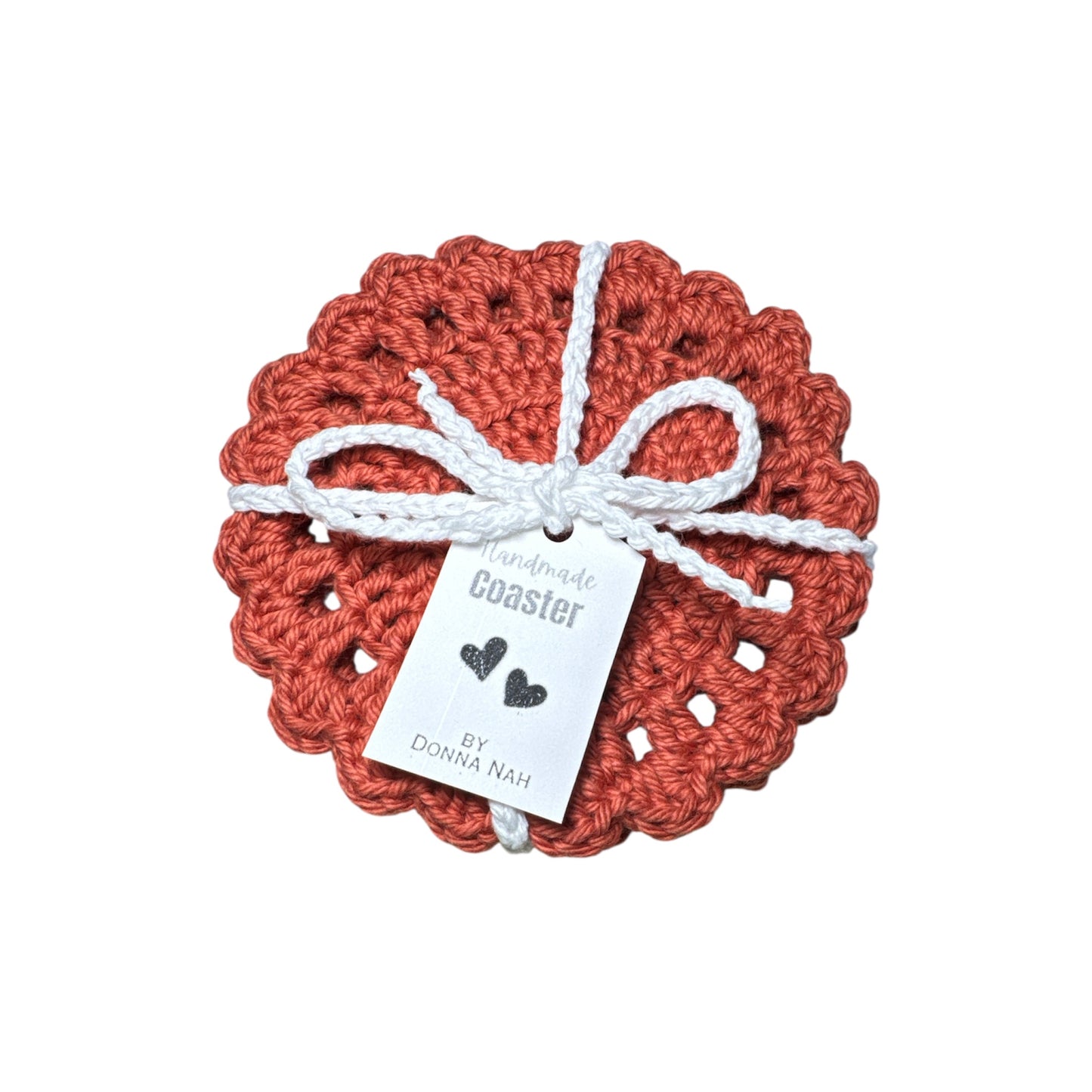 Round Crochet Coaster Terracota Color