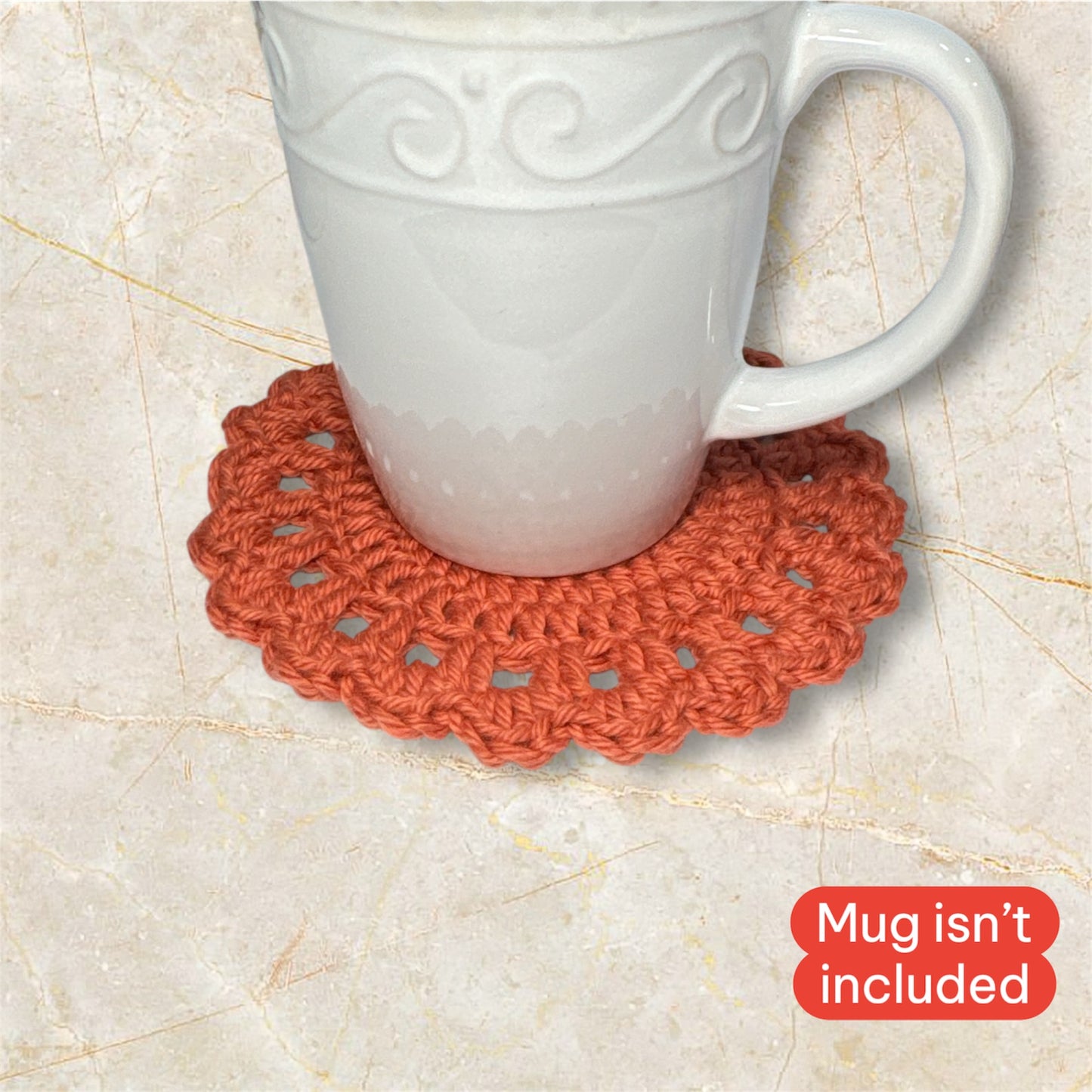 Round Crochet Coaster Terracota Color