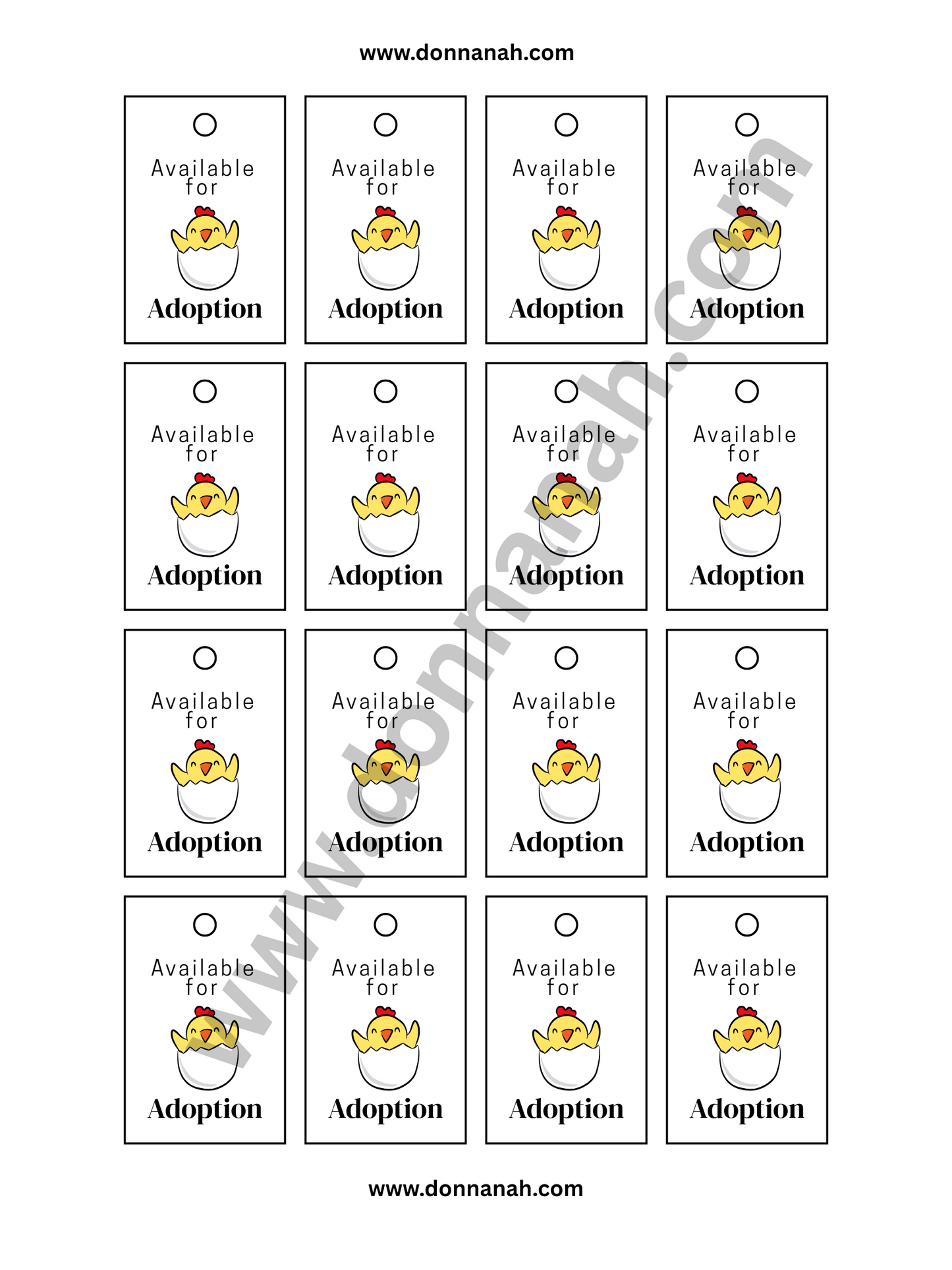 Amigurumi Crochet Printable PDF Tags for Download - Chick Tag