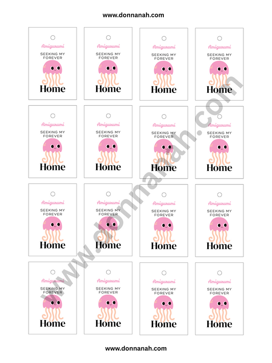 Amigurumi Crochet Printable PDF Tags for Download - Jellyfish Tag