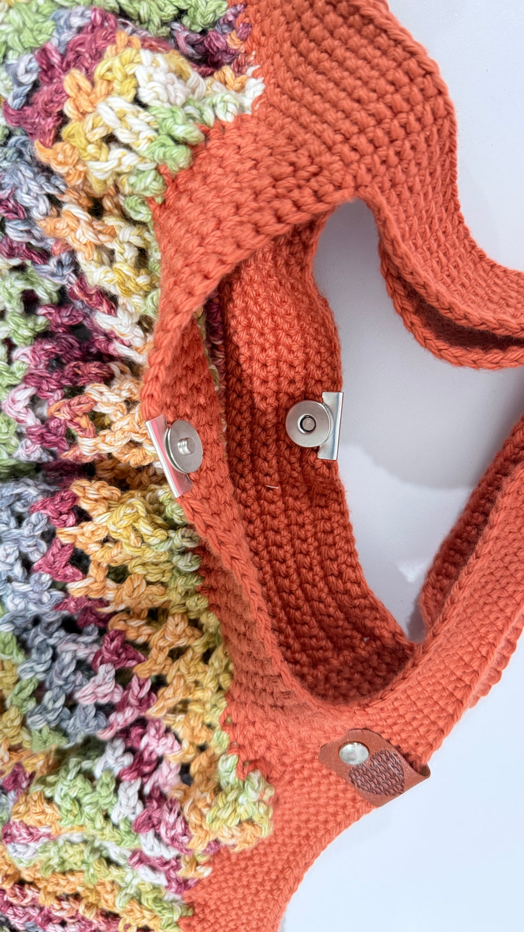 Handmade Crochet Market Mesh Bag, Terracota and Cinnamon Cedar