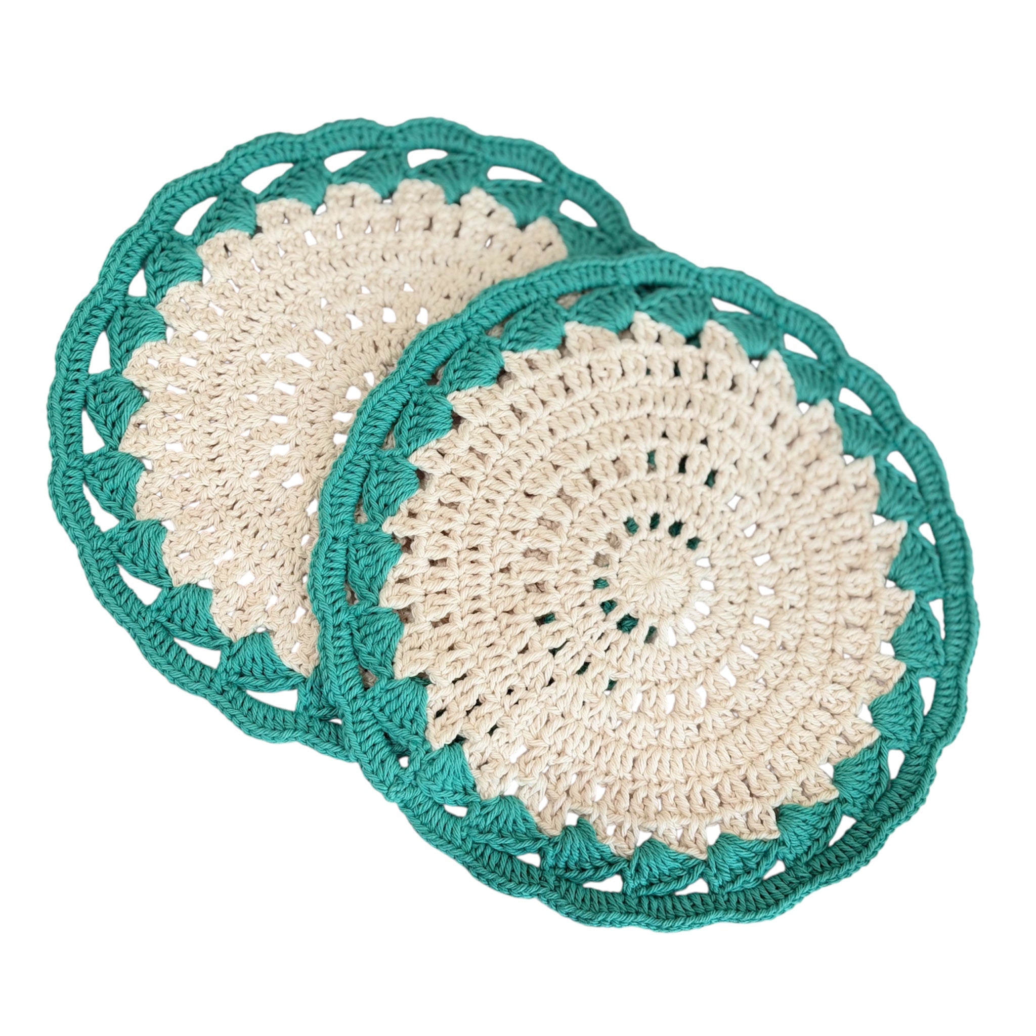 Coffee and Tea placemat,  set of 2, handmade crochet.