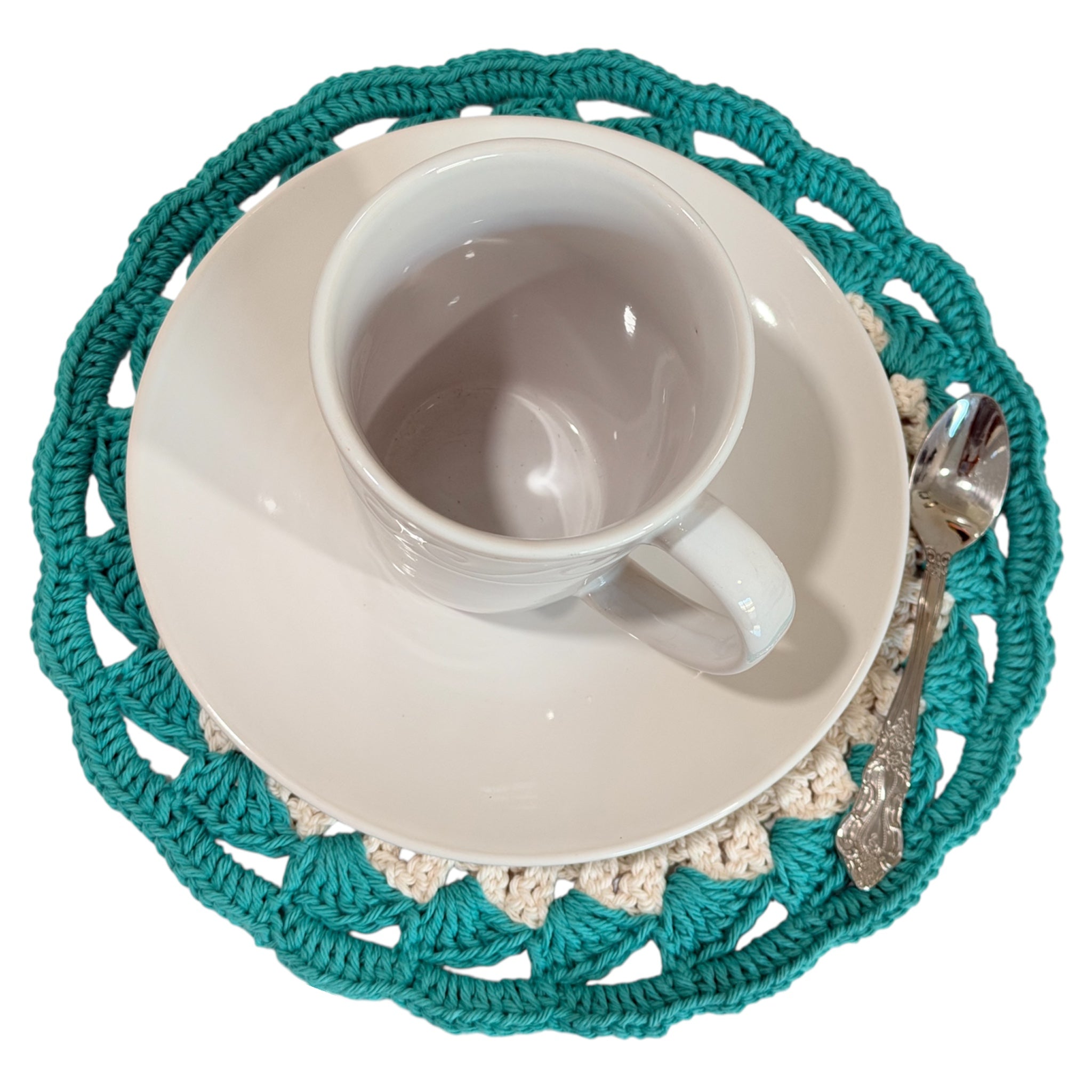 Coffee and Tea placemat,  set of 2, handmade crochet.