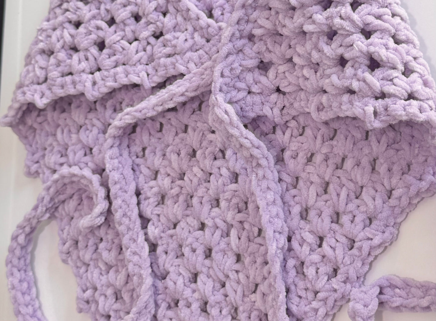 Crocheted Bandana  with Scrunchie - Lilac