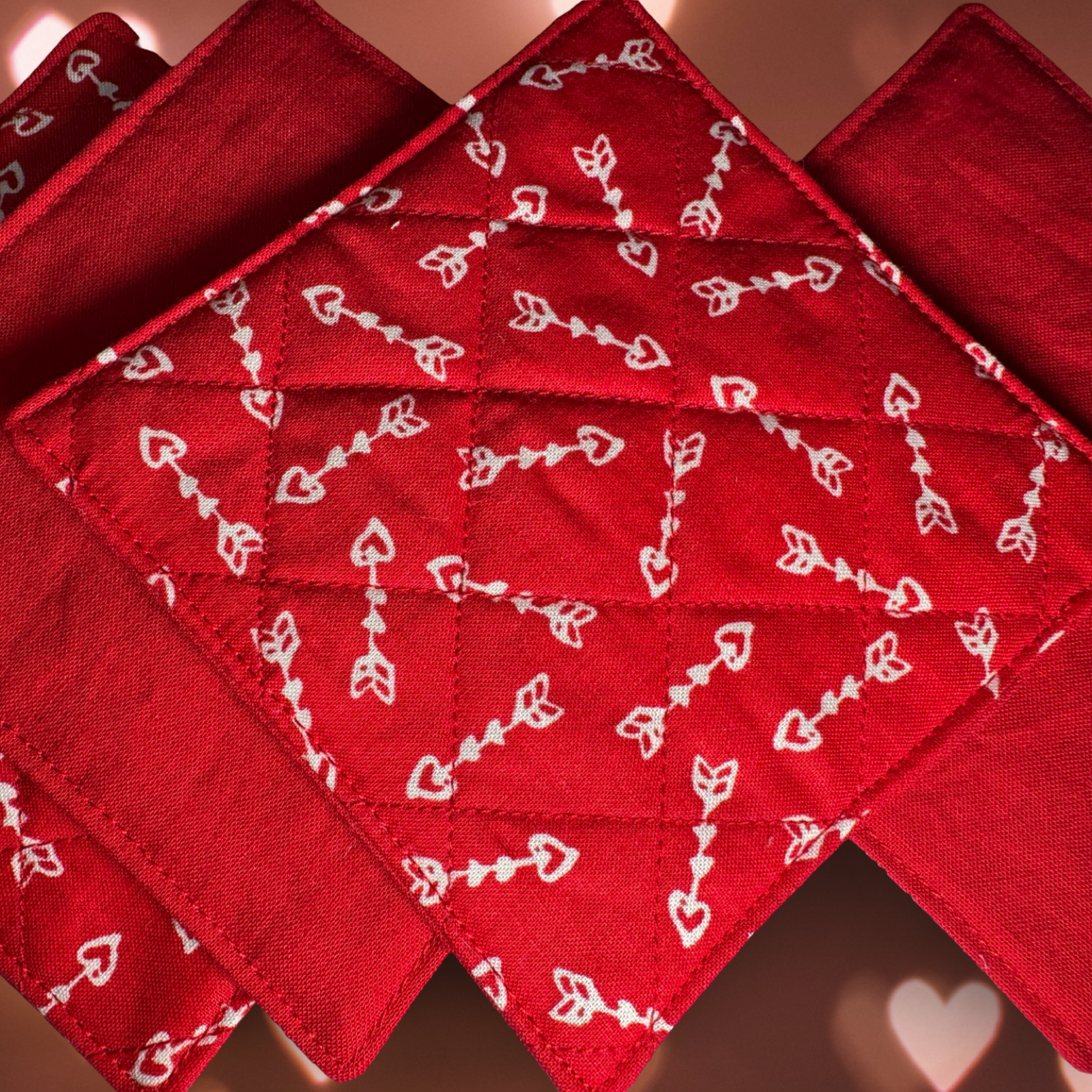 Quilted Coster Red Arrow Set of 4 - Handmade