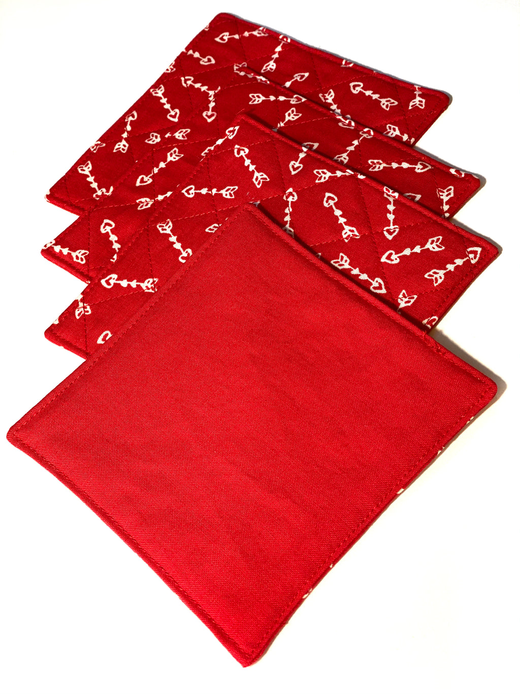Quilted Coster Red Arrow Set of 4 - Handmade