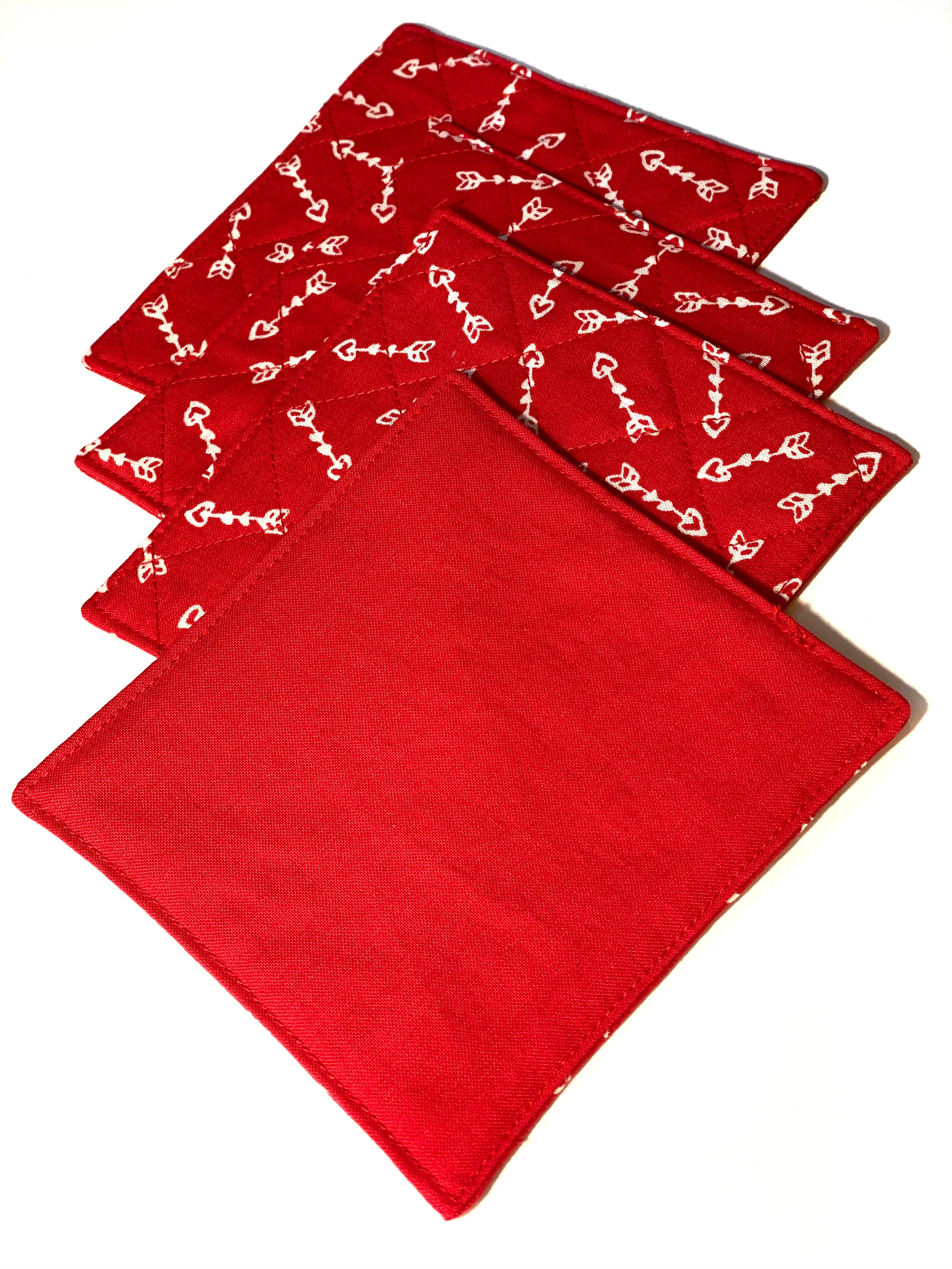 Quilted Coster Red Arrow Set of 4 - Handmade