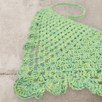 Crocheted Bandana with Scrunchie Adult Size - Green