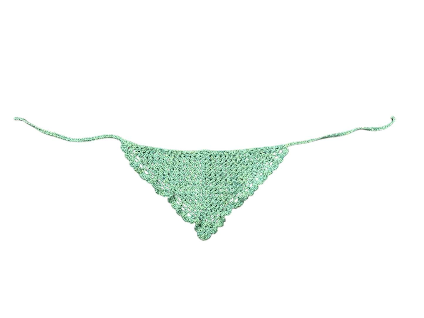 Crocheted Bandana with Scrunchie Adult Size - Green