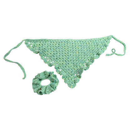 Crocheted Bandana with Scrunchie Adult Size - Green