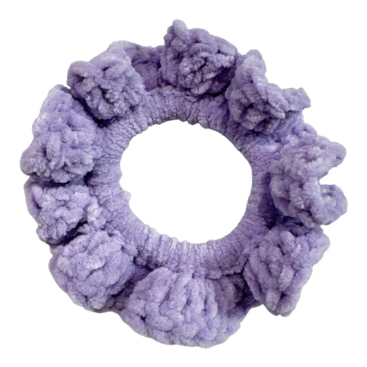 Crocheted Bandana  with Scrunchie - Lilac