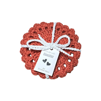 Round Crochet Coaster  Terracota Color