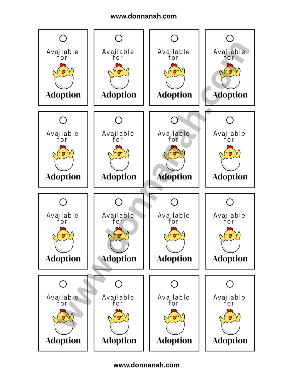 Printable Amigurumi Chick Tag, download (*no physical product) PDF