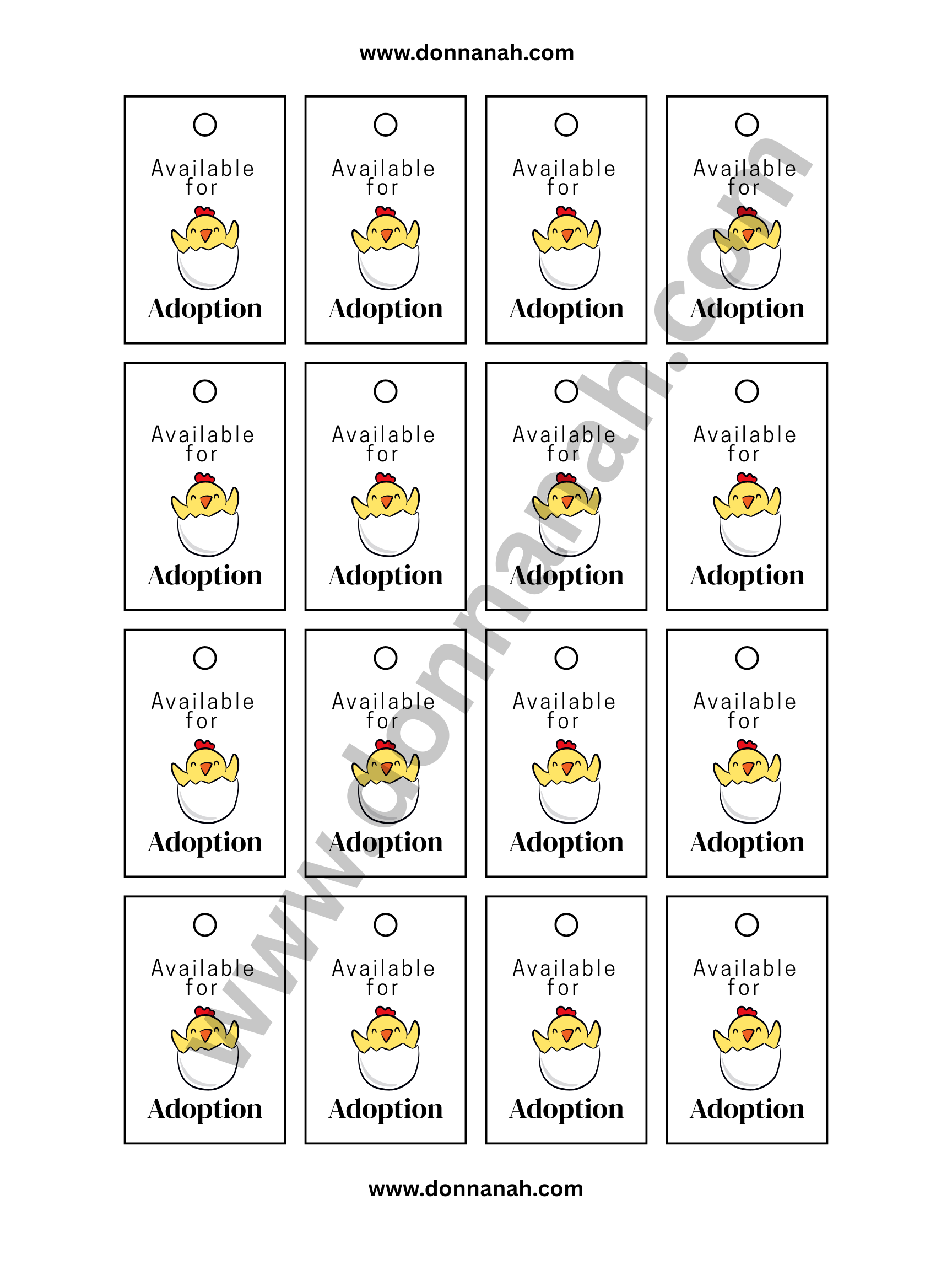 Printable Amigurumi Chick Tag, download (*no physical product) PDF